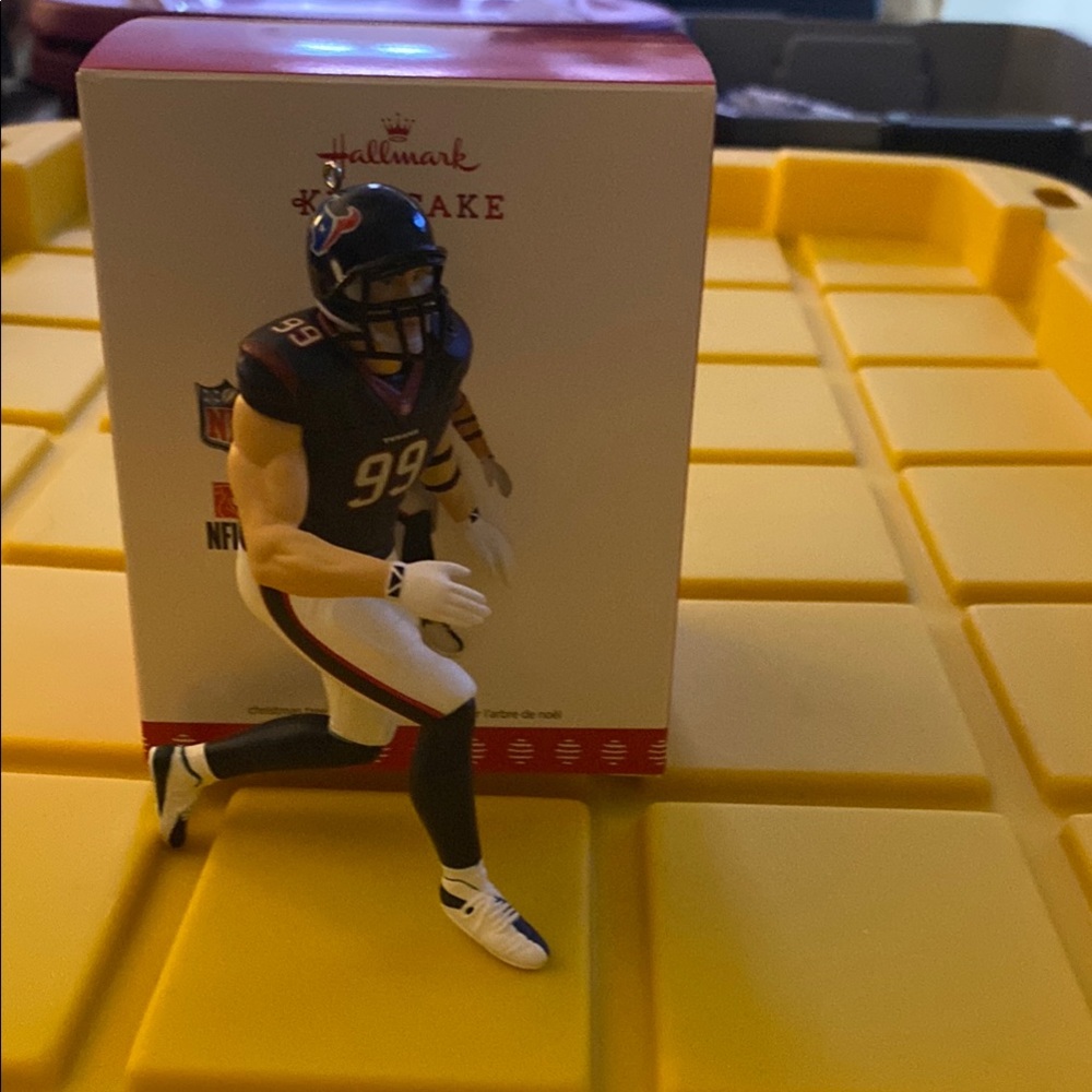 Hallmark Houston Texan Player J J Watt Ornament with Blue and White Uniform